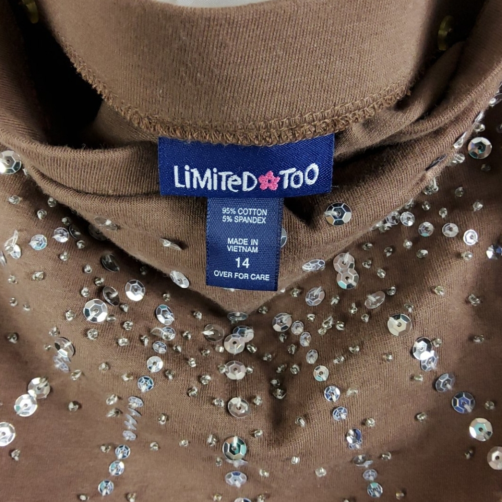 🌺 Limited Too Brown Sequin convertible top - 14